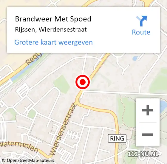 Locatie op kaart van de 112 melding: Brandweer Met Spoed Naar Rijssen, Wierdensestraat op 23 april 2024 18:23