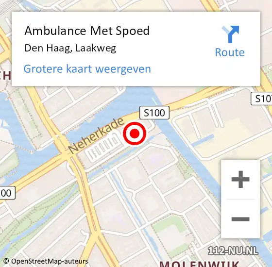Locatie op kaart van de 112 melding: Ambulance Met Spoed Naar Den Haag, Laakweg op 23 april 2024 18:27