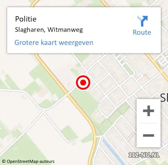 Locatie op kaart van de 112 melding: Politie Slagharen, Witmanweg op 23 april 2024 18:35