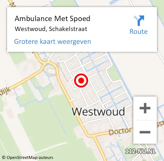 Locatie op kaart van de 112 melding: Ambulance Met Spoed Naar Westwoud, Schakelstraat op 23 april 2024 19:04
