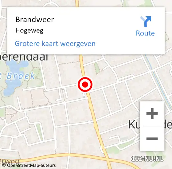 Locatie op kaart van de 112 melding: Brandweer Hogeweg op 3 oktober 2014 13:26