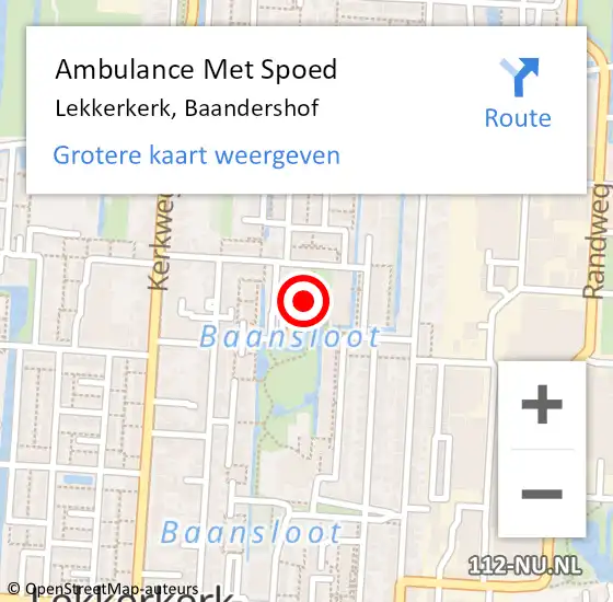 Locatie op kaart van de 112 melding: Ambulance Met Spoed Naar Lekkerkerk, Baandershof op 23 april 2024 19:17