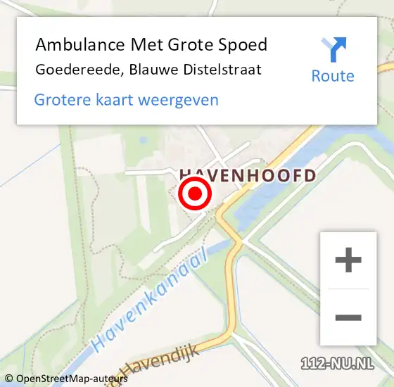 Locatie op kaart van de 112 melding: Ambulance Met Grote Spoed Naar Goedereede, Blauwe Distelstraat op 23 april 2024 19:27