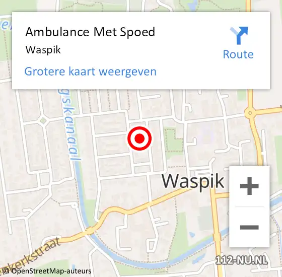 Locatie op kaart van de 112 melding: Ambulance Met Spoed Naar Waspik op 23 april 2024 19:47