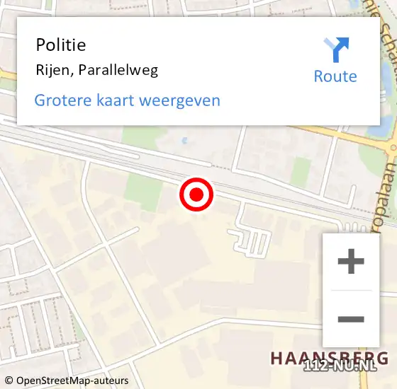 Locatie op kaart van de 112 melding: Politie Rijen, Parallelweg op 23 april 2024 19:48