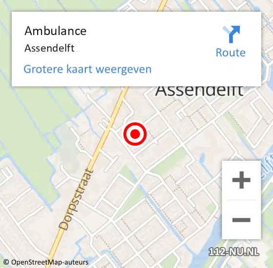 Locatie op kaart van de 112 melding: Ambulance Assendelft op 23 april 2024 19:56