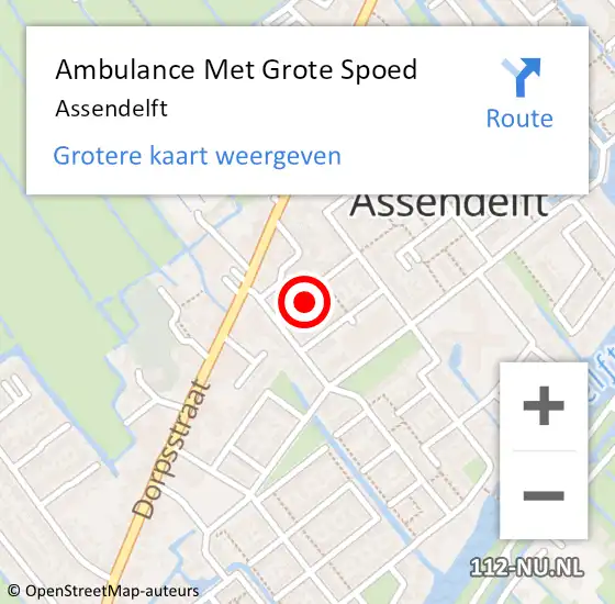 Locatie op kaart van de 112 melding: Ambulance Met Grote Spoed Naar Assendelft op 23 april 2024 19:59