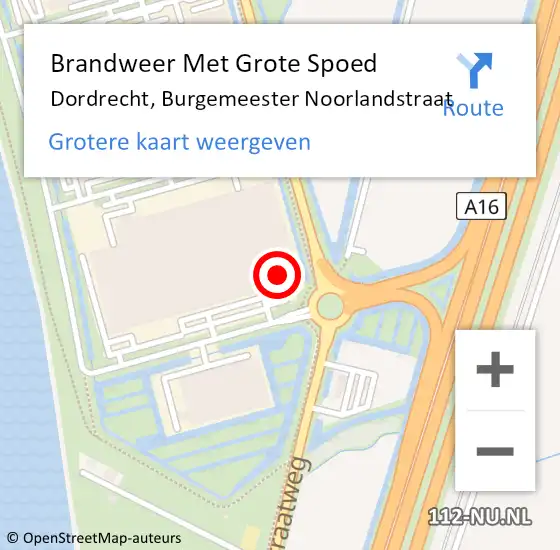 Locatie op kaart van de 112 melding: Brandweer Met Grote Spoed Naar Dordrecht, Burgemeester Noorlandstraat op 23 april 2024 20:01
