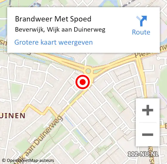 Locatie op kaart van de 112 melding: Brandweer Met Spoed Naar Beverwijk, Wijk aan Duinerweg op 23 april 2024 20:02