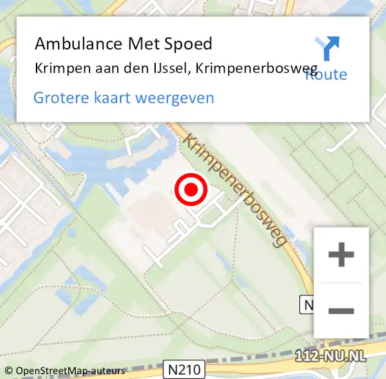 Locatie op kaart van de 112 melding: Ambulance Met Spoed Naar Krimpen aan den IJssel, Krimpenerbosweg op 23 april 2024 20:05