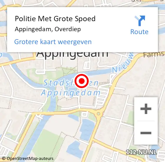 Locatie op kaart van de 112 melding: Politie Met Grote Spoed Naar Appingedam, Overdiep op 23 april 2024 20:20