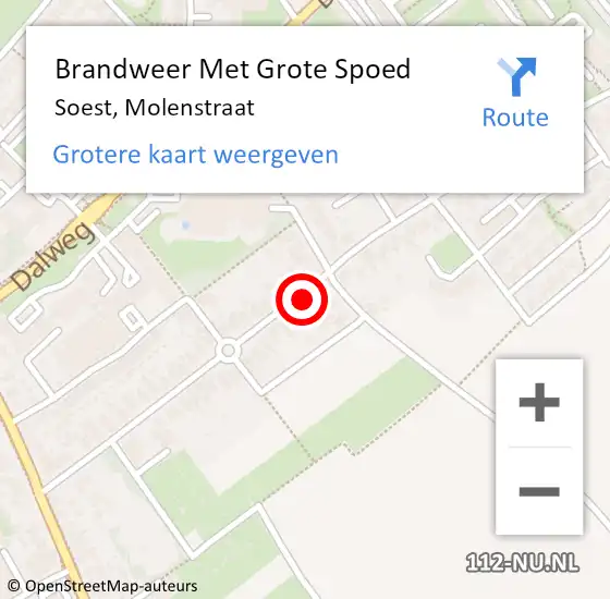 Locatie op kaart van de 112 melding: Brandweer Met Grote Spoed Naar Soest, Molenstraat op 23 april 2024 20:48
