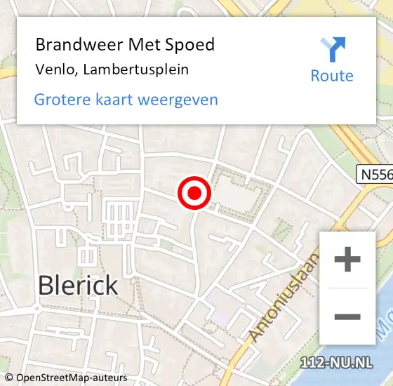 Locatie op kaart van de 112 melding: Brandweer Met Spoed Naar Venlo, Lambertusplein op 23 april 2024 21:00