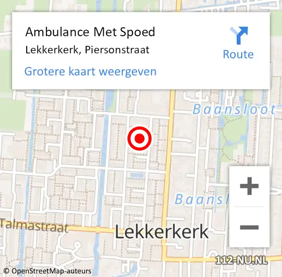 Locatie op kaart van de 112 melding: Ambulance Met Spoed Naar Lekkerkerk, Piersonstraat op 23 april 2024 21:13
