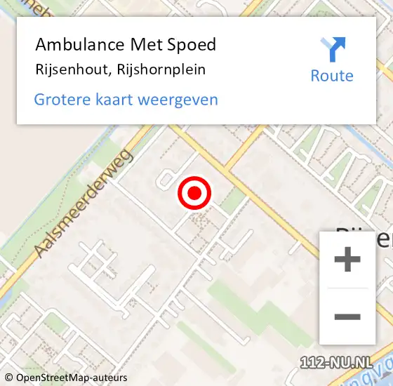 Locatie op kaart van de 112 melding: Ambulance Met Spoed Naar Rijsenhout, Rijshornplein op 23 april 2024 21:47