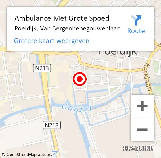 Locatie op kaart van de 112 melding: Ambulance Met Grote Spoed Naar Poeldijk, Van Bergenhenegouwenlaan op 23 april 2024 21:58