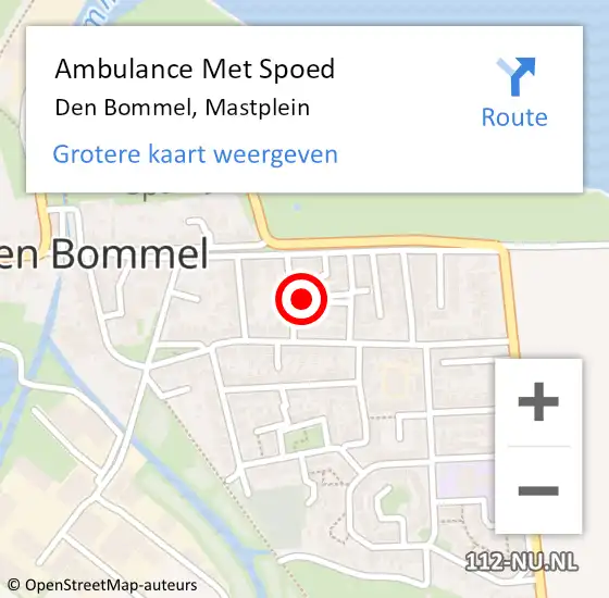 Locatie op kaart van de 112 melding: Ambulance Met Spoed Naar Den Bommel, Mastplein op 23 april 2024 22:01