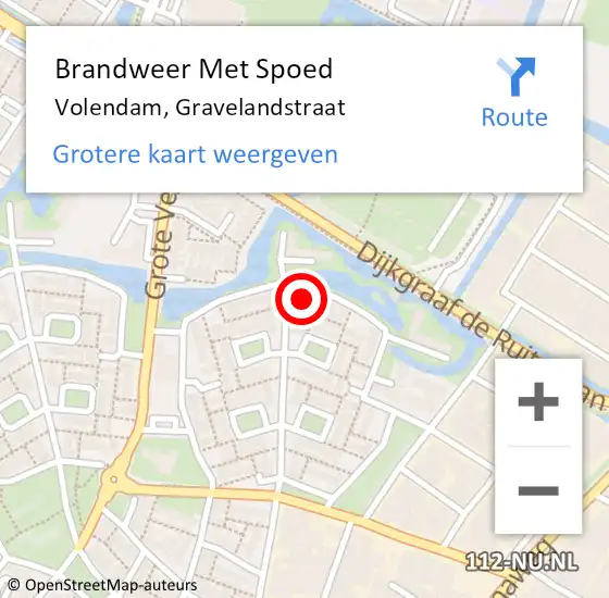 Locatie op kaart van de 112 melding: Brandweer Met Spoed Naar Volendam, Gravelandstraat op 23 april 2024 22:07