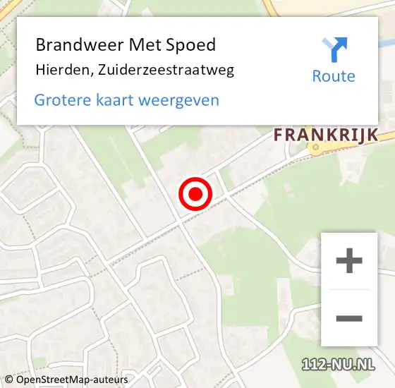 Locatie op kaart van de 112 melding: Brandweer Met Spoed Naar Hierden, Zuiderzeestraatweg op 23 april 2024 22:10
