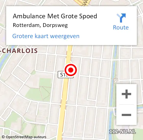 Locatie op kaart van de 112 melding: Ambulance Met Grote Spoed Naar Rotterdam, Dorpsweg op 23 april 2024 22:48