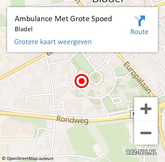Locatie op kaart van de 112 melding: Ambulance Met Grote Spoed Naar Bladel op 23 april 2024 22:55