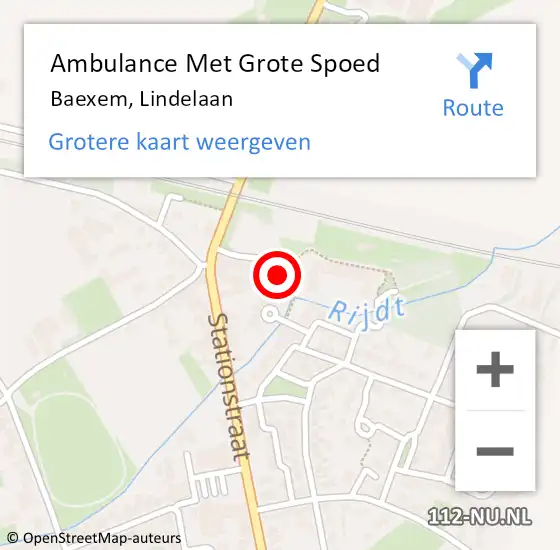 Locatie op kaart van de 112 melding: Ambulance Met Grote Spoed Naar Baexem, Lindelaan op 23 april 2024 22:55