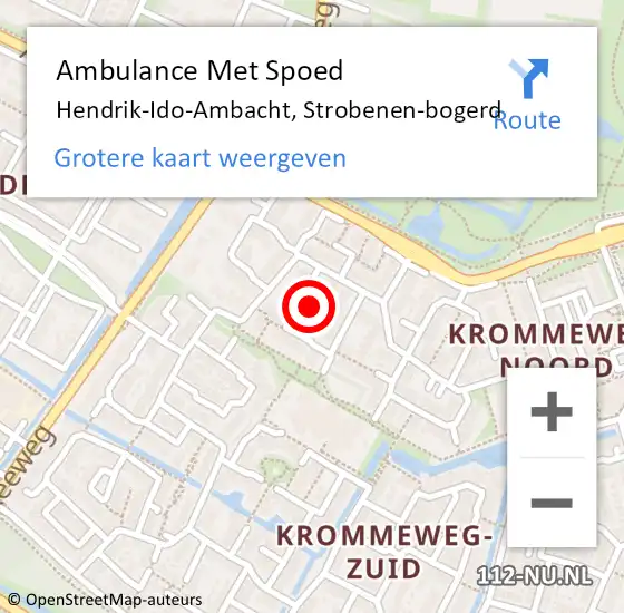 Locatie op kaart van de 112 melding: Ambulance Met Spoed Naar Hendrik-Ido-Ambacht, Strobenen-bogerd op 23 april 2024 22:56