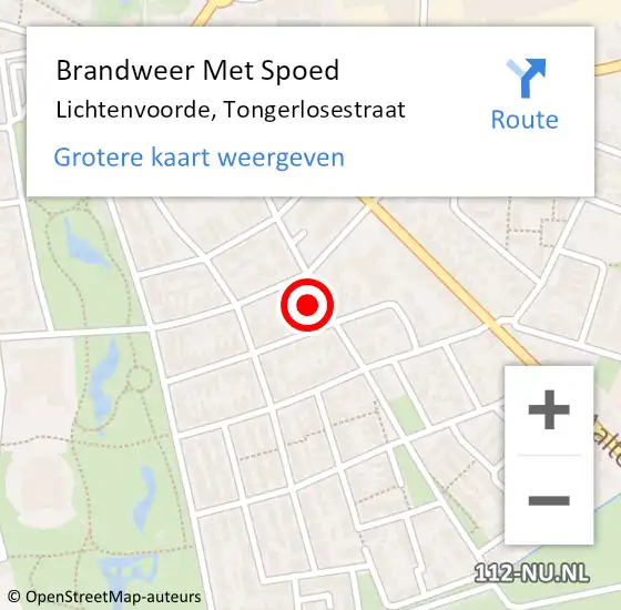 Locatie op kaart van de 112 melding: Brandweer Met Spoed Naar Lichtenvoorde, Tongerlosestraat op 23 april 2024 23:50