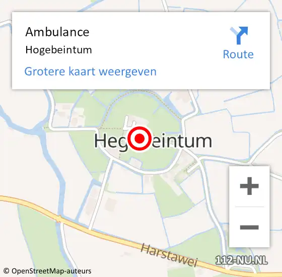 Locatie op kaart van de 112 melding: Ambulance Hogebeintum op 24 april 2024 00:10