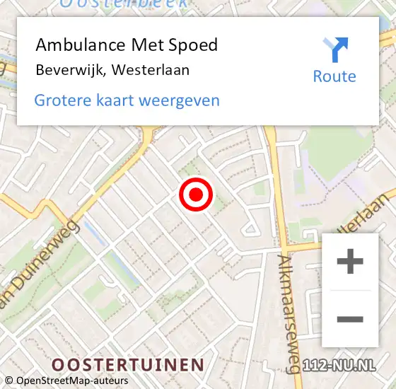 Locatie op kaart van de 112 melding: Ambulance Met Spoed Naar Beverwijk, Westerlaan op 24 april 2024 00:22