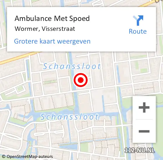 Locatie op kaart van de 112 melding: Ambulance Met Spoed Naar Wormer, Visserstraat op 24 april 2024 00:38