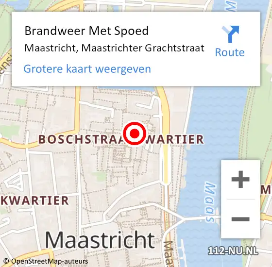 Locatie op kaart van de 112 melding: Brandweer Met Spoed Naar Maastricht, Maastrichter Grachtstraat op 24 april 2024 01:08