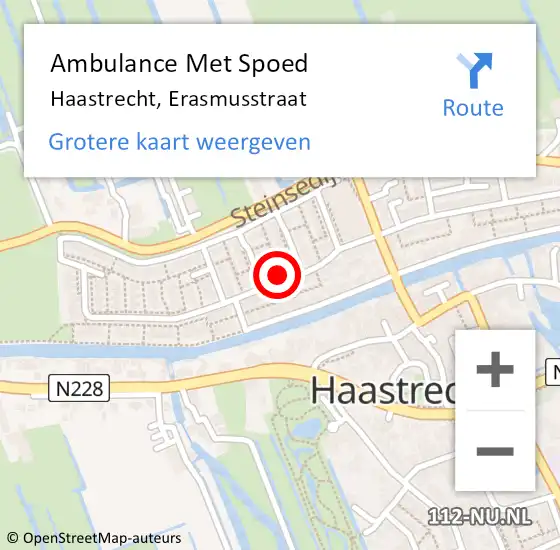 Locatie op kaart van de 112 melding: Ambulance Met Spoed Naar Haastrecht, Erasmusstraat op 24 april 2024 01:24