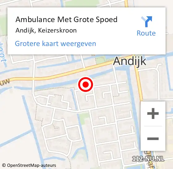 Locatie op kaart van de 112 melding: Ambulance Met Grote Spoed Naar Andijk, Keizerskroon op 24 april 2024 01:32