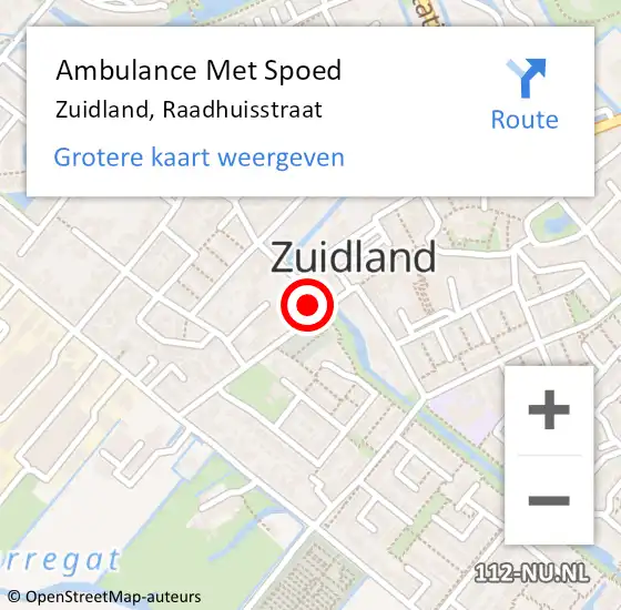 Locatie op kaart van de 112 melding: Ambulance Met Spoed Naar Zuidland, Raadhuisstraat op 24 april 2024 03:21