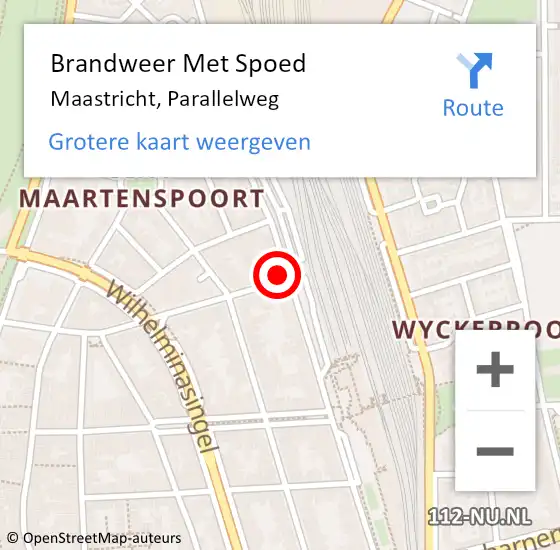 Locatie op kaart van de 112 melding: Brandweer Met Spoed Naar Maastricht, Parallelweg op 24 april 2024 04:01