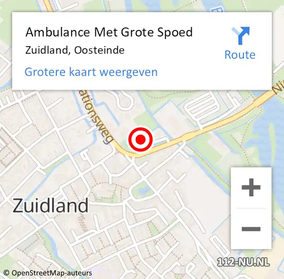 Locatie op kaart van de 112 melding: Ambulance Met Grote Spoed Naar Zuidland, Oosteinde op 24 april 2024 04:10