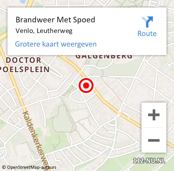 Locatie op kaart van de 112 melding: Brandweer Met Spoed Naar Venlo, Leutherweg op 24 april 2024 04:19