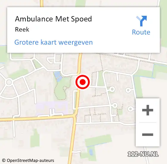Locatie op kaart van de 112 melding: Ambulance Met Spoed Naar Reek op 24 april 2024 04:34