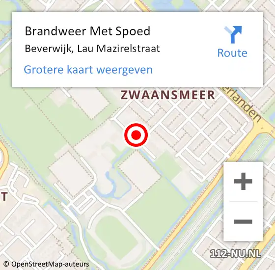Locatie op kaart van de 112 melding: Brandweer Met Spoed Naar Beverwijk, Lau Mazirelstraat op 24 april 2024 05:13