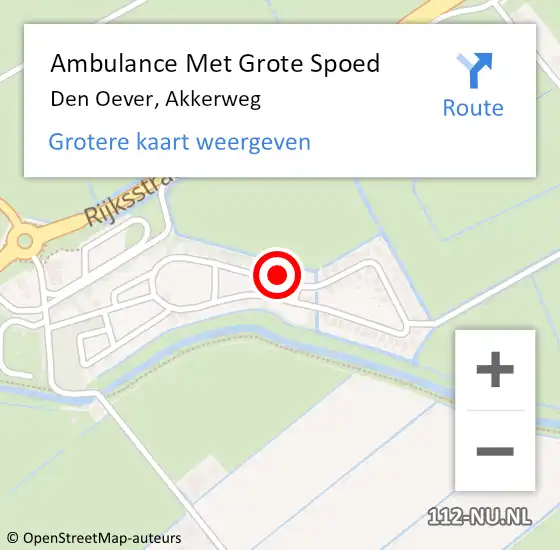 Locatie op kaart van de 112 melding: Ambulance Met Grote Spoed Naar Den Oever, Akkerweg op 24 april 2024 05:29