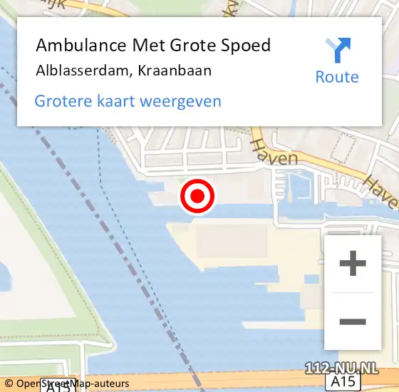 Locatie op kaart van de 112 melding: Ambulance Met Grote Spoed Naar Alblasserdam, Kraanbaan op 24 april 2024 05:48