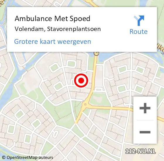 Locatie op kaart van de 112 melding: Ambulance Met Spoed Naar Volendam, Stavorenplantsoen op 24 april 2024 06:26