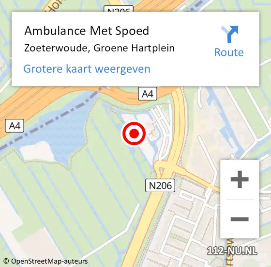 Locatie op kaart van de 112 melding: Ambulance Met Spoed Naar Zoeterwoude, Groene Hartplein op 24 april 2024 07:00