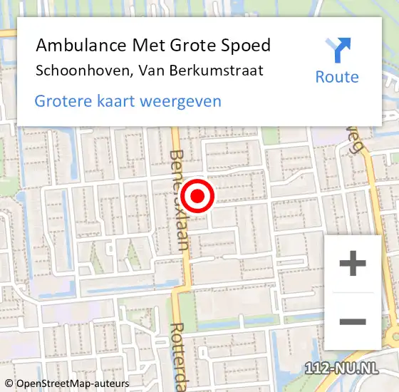 Locatie op kaart van de 112 melding: Ambulance Met Grote Spoed Naar Schoonhoven, Van Berkumstraat op 24 april 2024 07:16