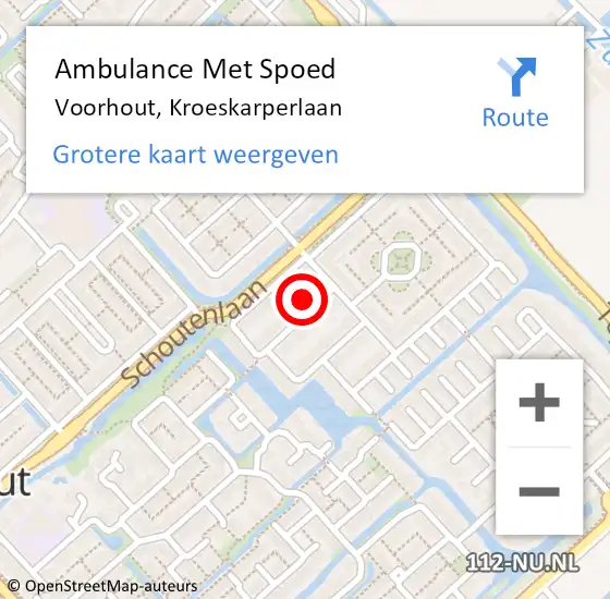 Locatie op kaart van de 112 melding: Ambulance Met Spoed Naar Voorhout, Kroeskarperlaan op 24 april 2024 07:44