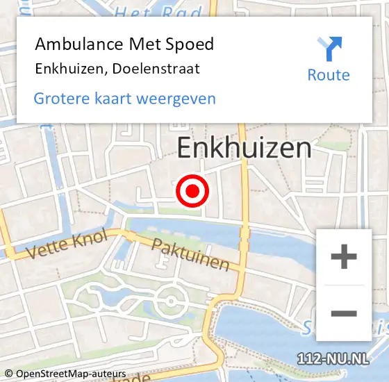 Locatie op kaart van de 112 melding: Ambulance Met Spoed Naar Enkhuizen, Doelenstraat op 24 april 2024 07:46