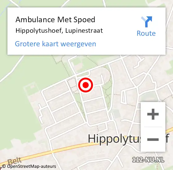 Locatie op kaart van de 112 melding: Ambulance Met Spoed Naar Hippolytushoef, Lupinestraat op 24 april 2024 07:57