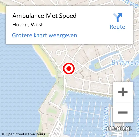Locatie op kaart van de 112 melding: Ambulance Met Spoed Naar Hoorn, West op 24 april 2024 08:03