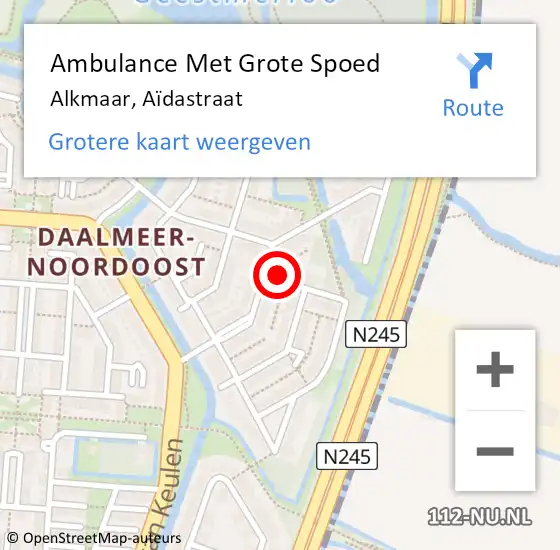 Locatie op kaart van de 112 melding: Ambulance Met Grote Spoed Naar Alkmaar, Aïdastraat op 24 april 2024 08:14